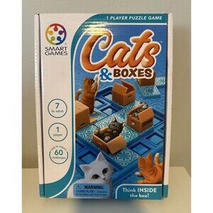 Smart Cat Games Cats & Boxes Travel Puzzle Game 60 Smart Cat Challenges EUC
